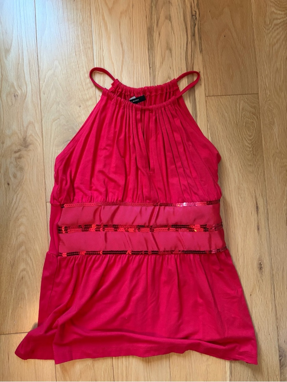 Vero Moda Bright Red Halter Camisole with Sequin Bands